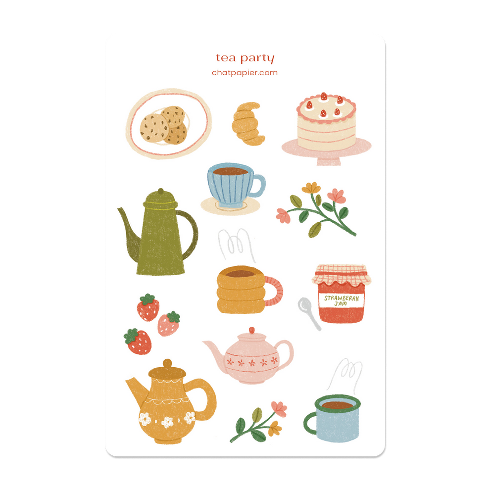 Tea Party Paper Sticker Sheet