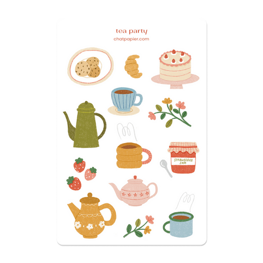 Tea Party Paper Sticker Sheet