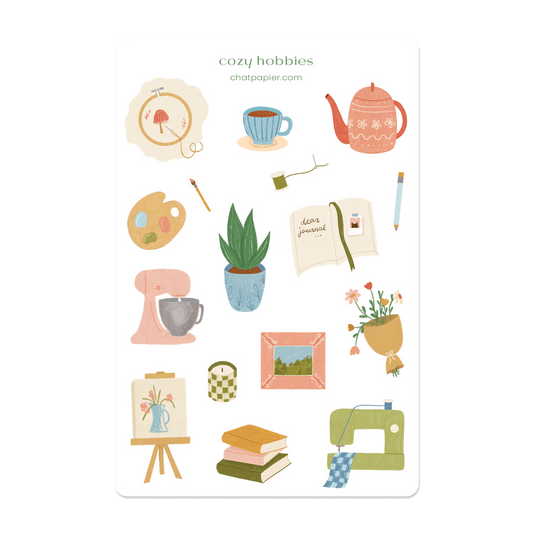 Cozy Hobbies Paper Sticker Sheet