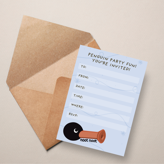 DIGITAL DOWNLOAD: Penguin Party Birthday Invitation