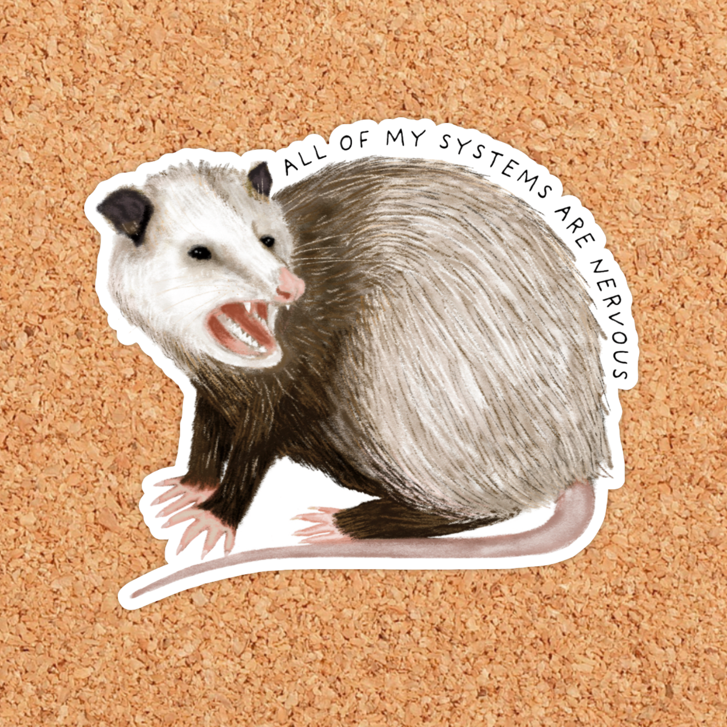Nervous Opossum Sticker