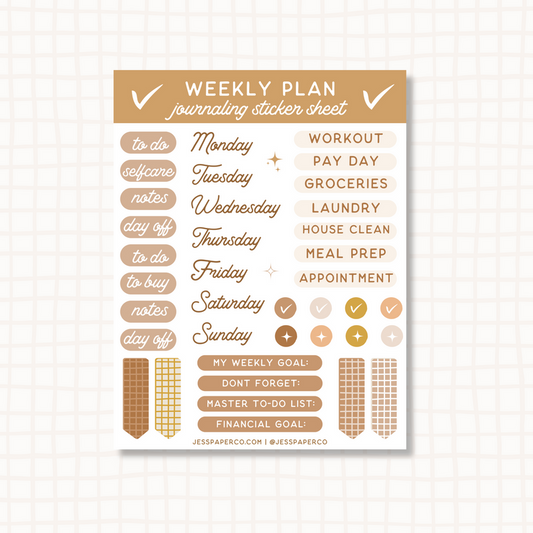 Weekly Planner Journaling Sticker Sheet