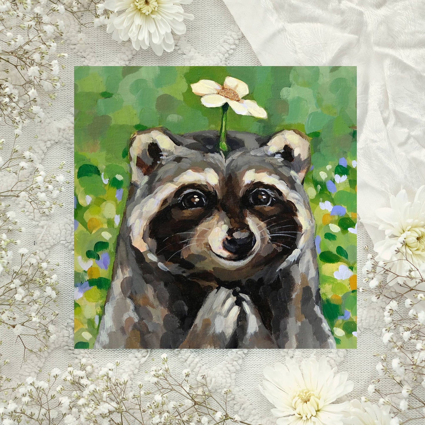 Cute Raccoon Art Print - 8x8