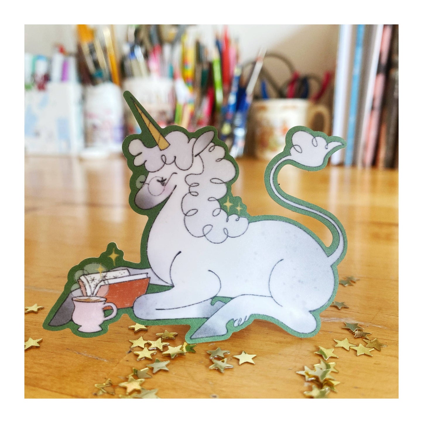 Reading Unicorn Sticker