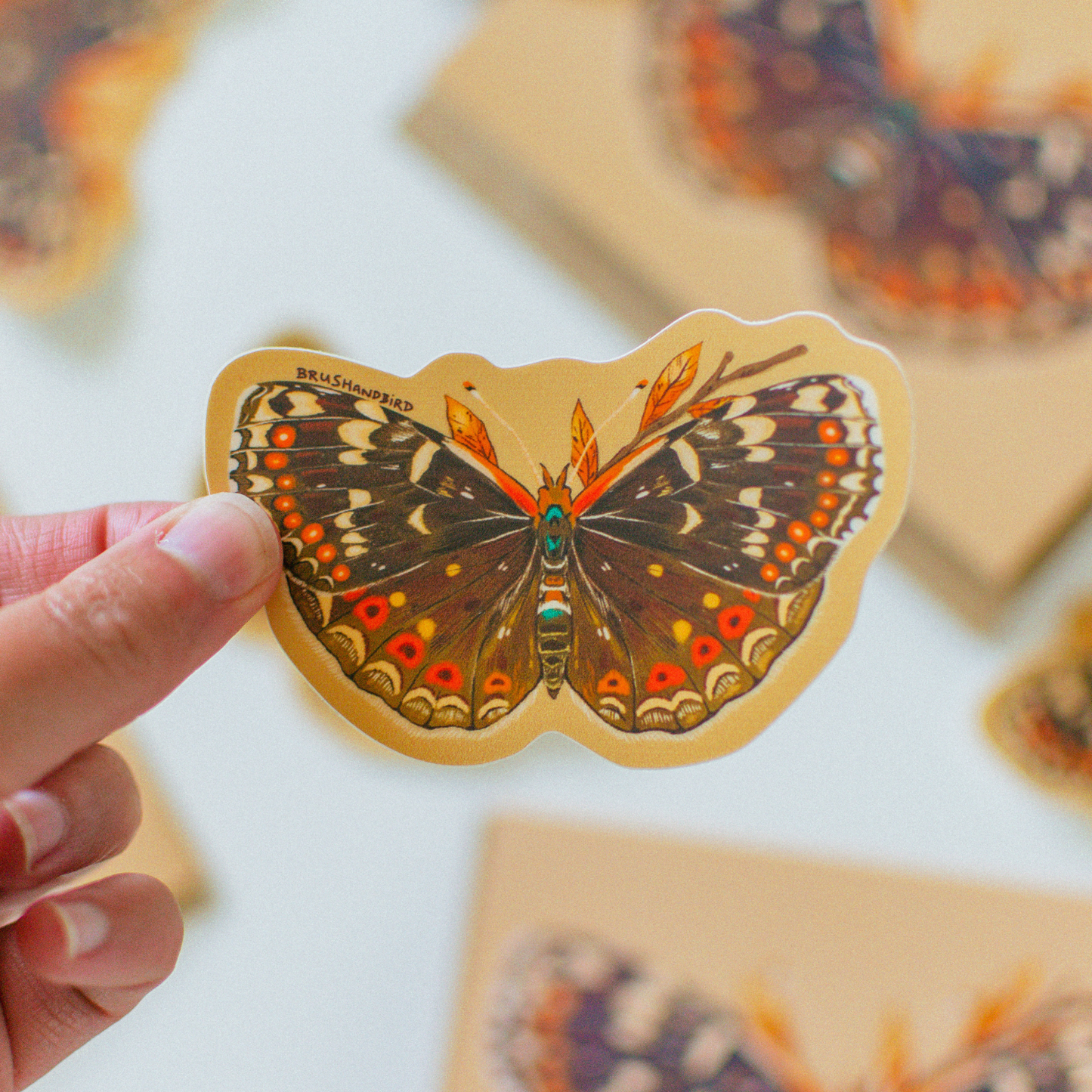 Field Crescent Butterfly Vinyl Sticker