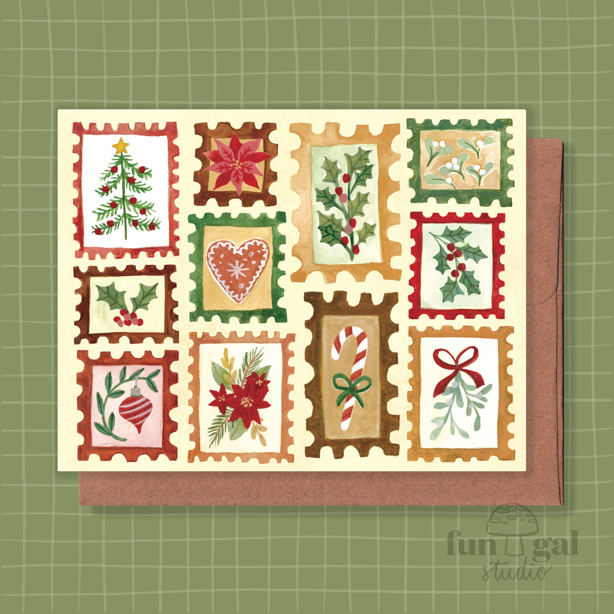 Christmas Stamps Holiday Card