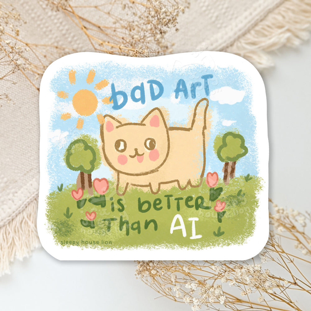 Bad Art is Better Than AI Sticker