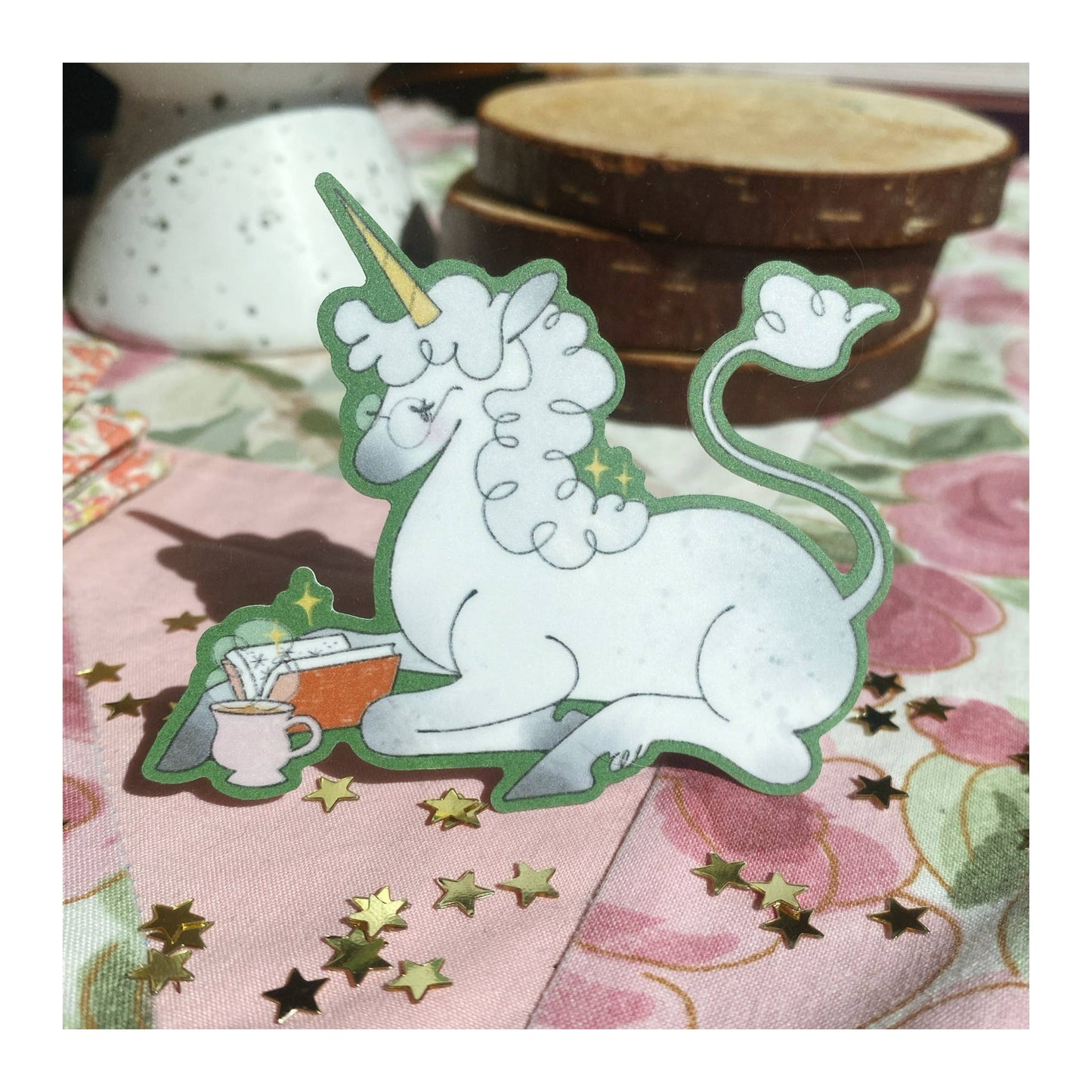 Reading Unicorn Sticker