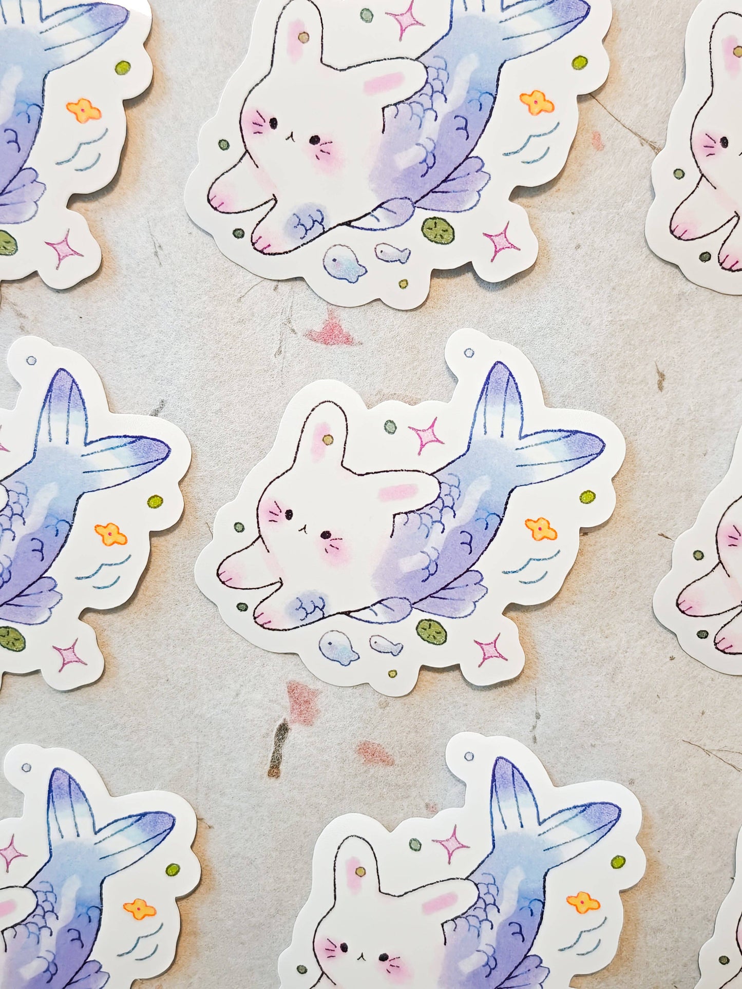 Glossy Blue Merbunny Sticker