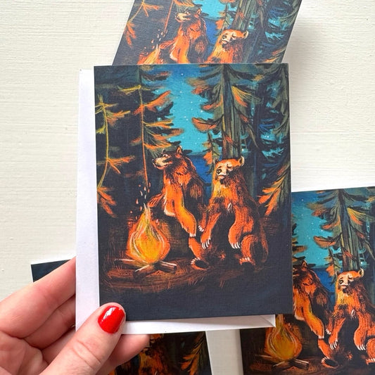Campfire Bears Greeting Card