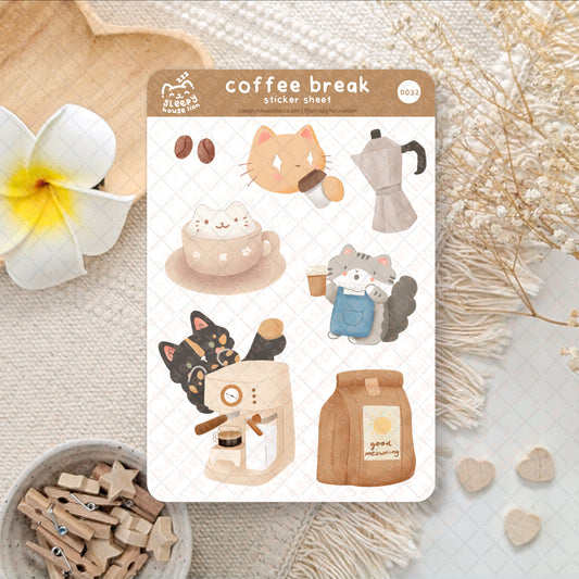 Cats Coffee Break Sticker Sheet