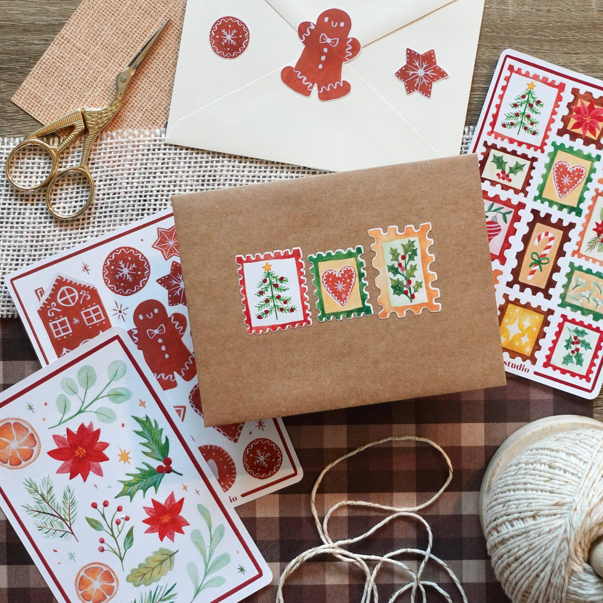 Christmas Stamps 4x6 Paper Sticker Sheet