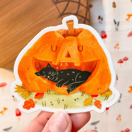 Pumpkin Black Cat Sticker