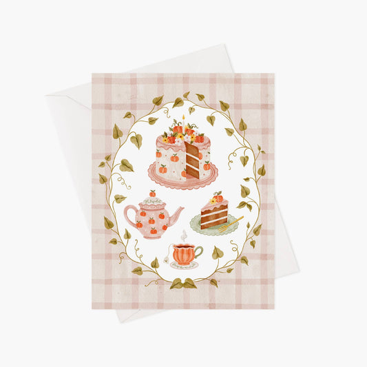 Pumpkin Cake & Tea Greeting Card