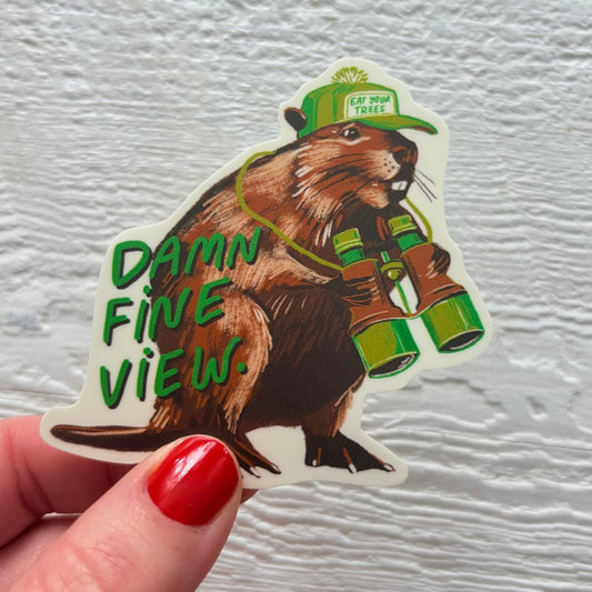 Damn Fine View Beaver Sticker
