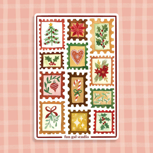 Christmas Stamps 4x6 Paper Sticker Sheet