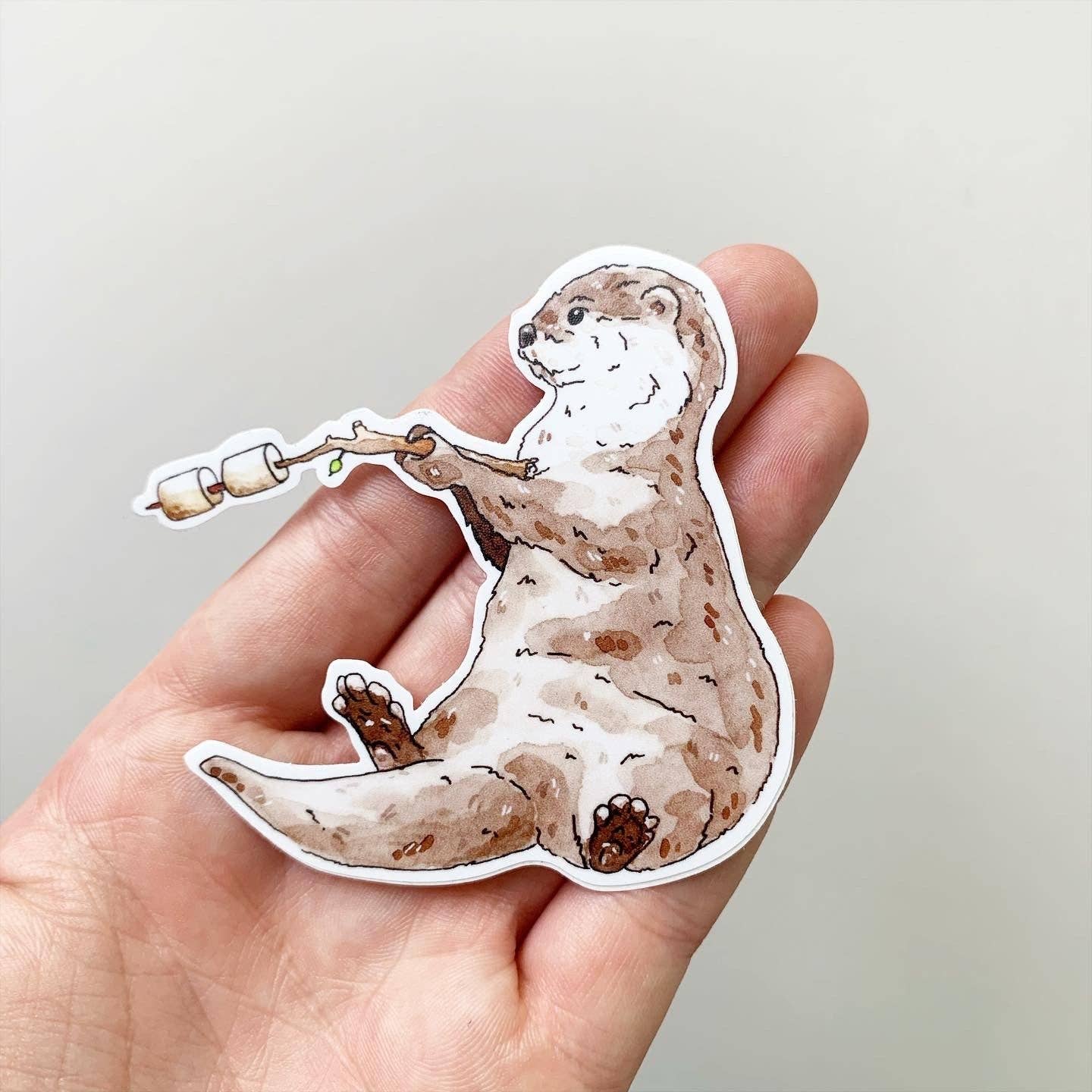 Otter Roasting Marshmallows Sticker
