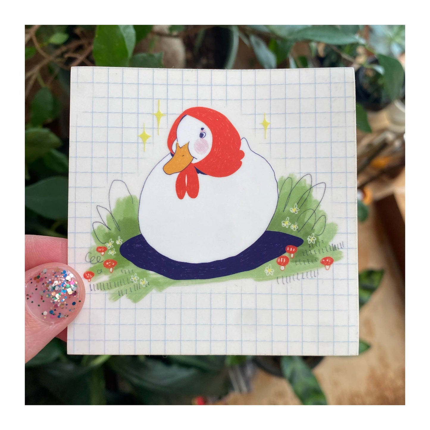 Babushka Duck Transparent Sticker