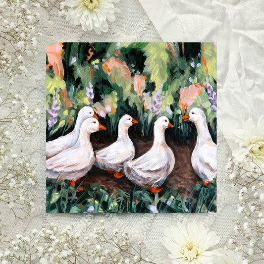 Cute Geese Art Print - 8x8