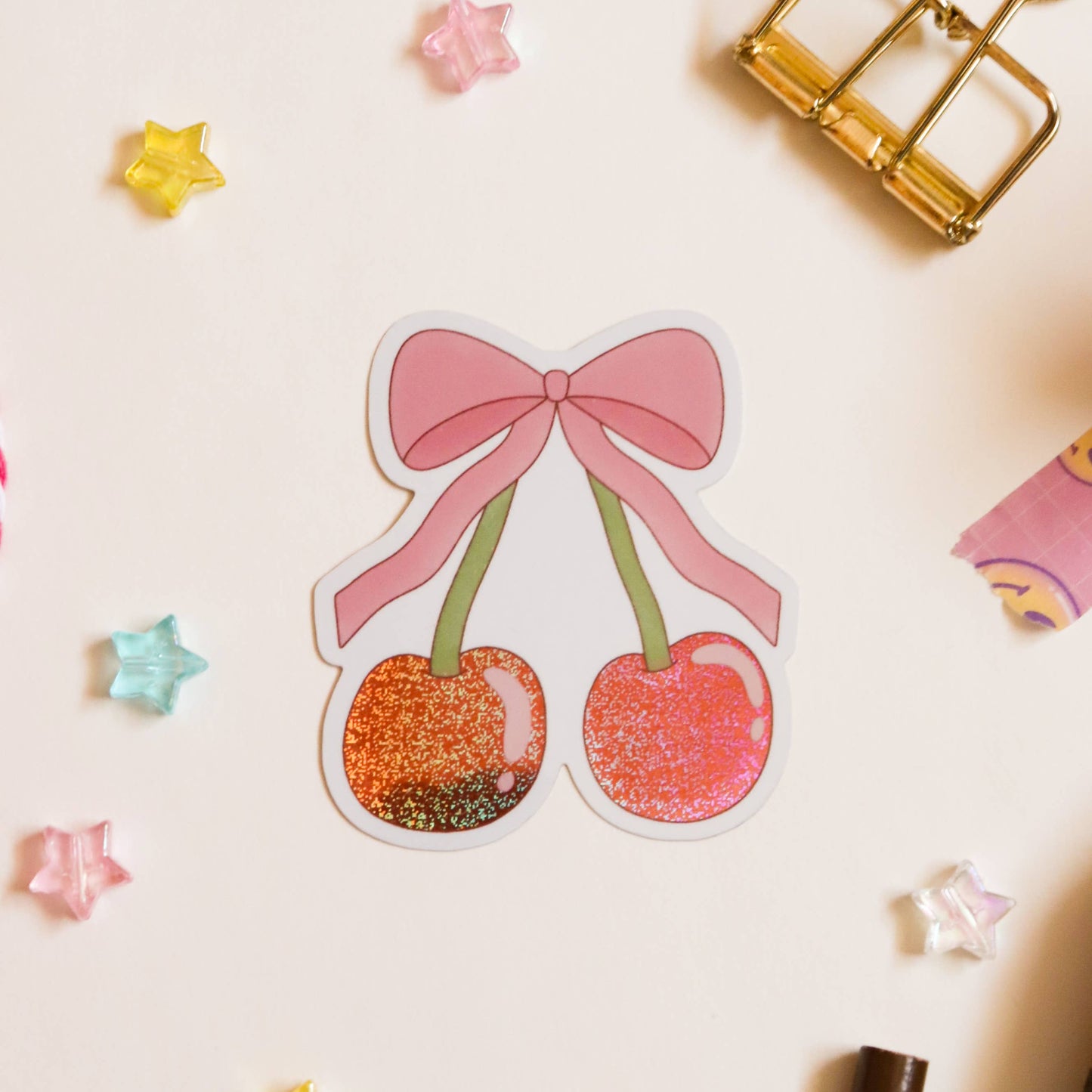 Sweet Cherries Glitter Sticker