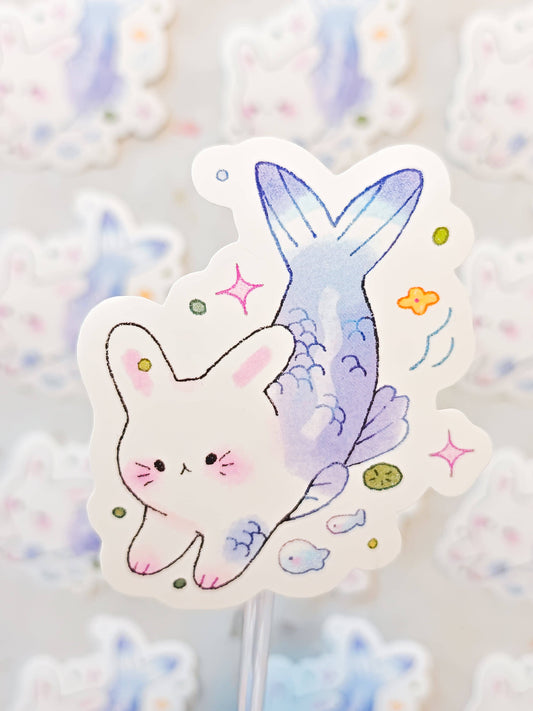 Glossy Blue Merbunny Sticker