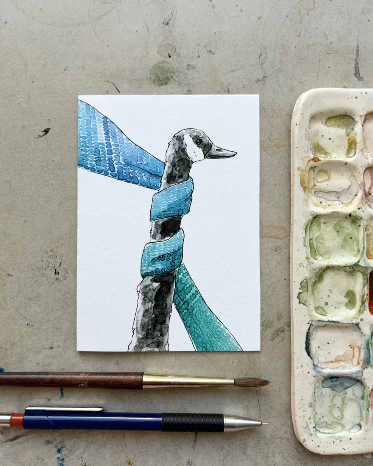 Goose in a Scarf Greeting Card