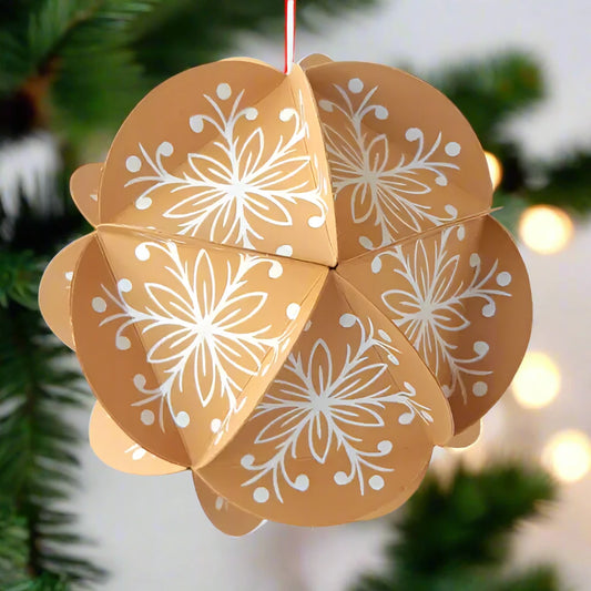 Paper Globe Ornament Kit - White & Tan