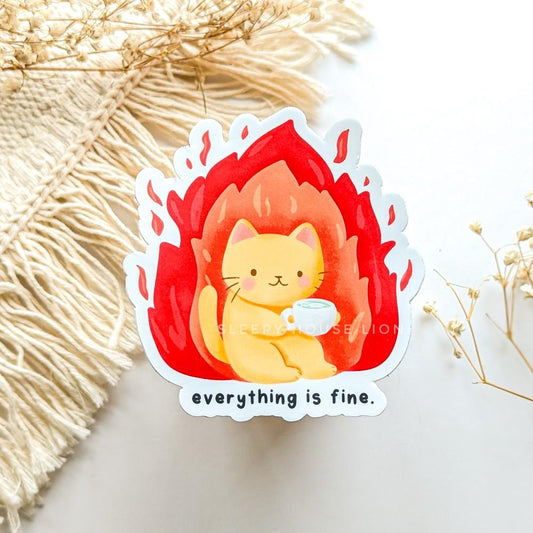 Everything is Fine Cat Sticker