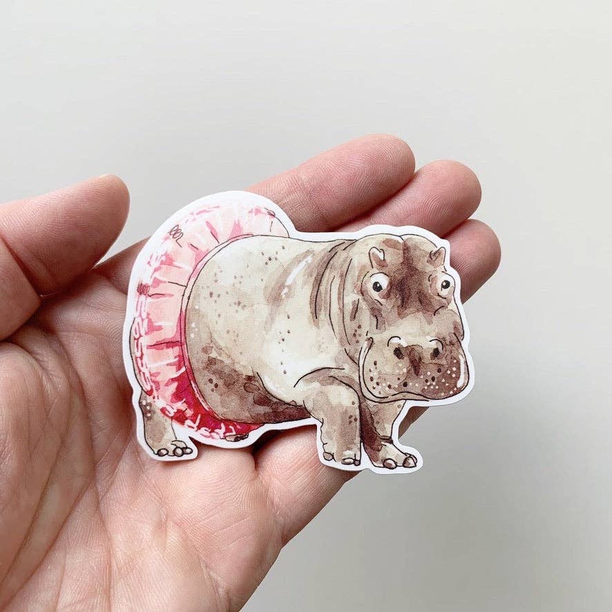 Dancing Hippopotamus Vinyl Sticker