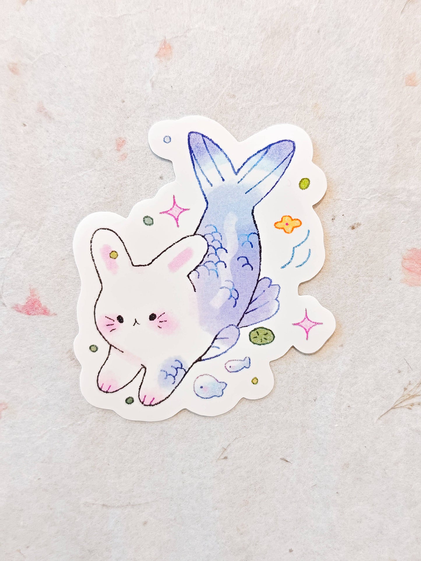 Glossy Blue Merbunny Sticker