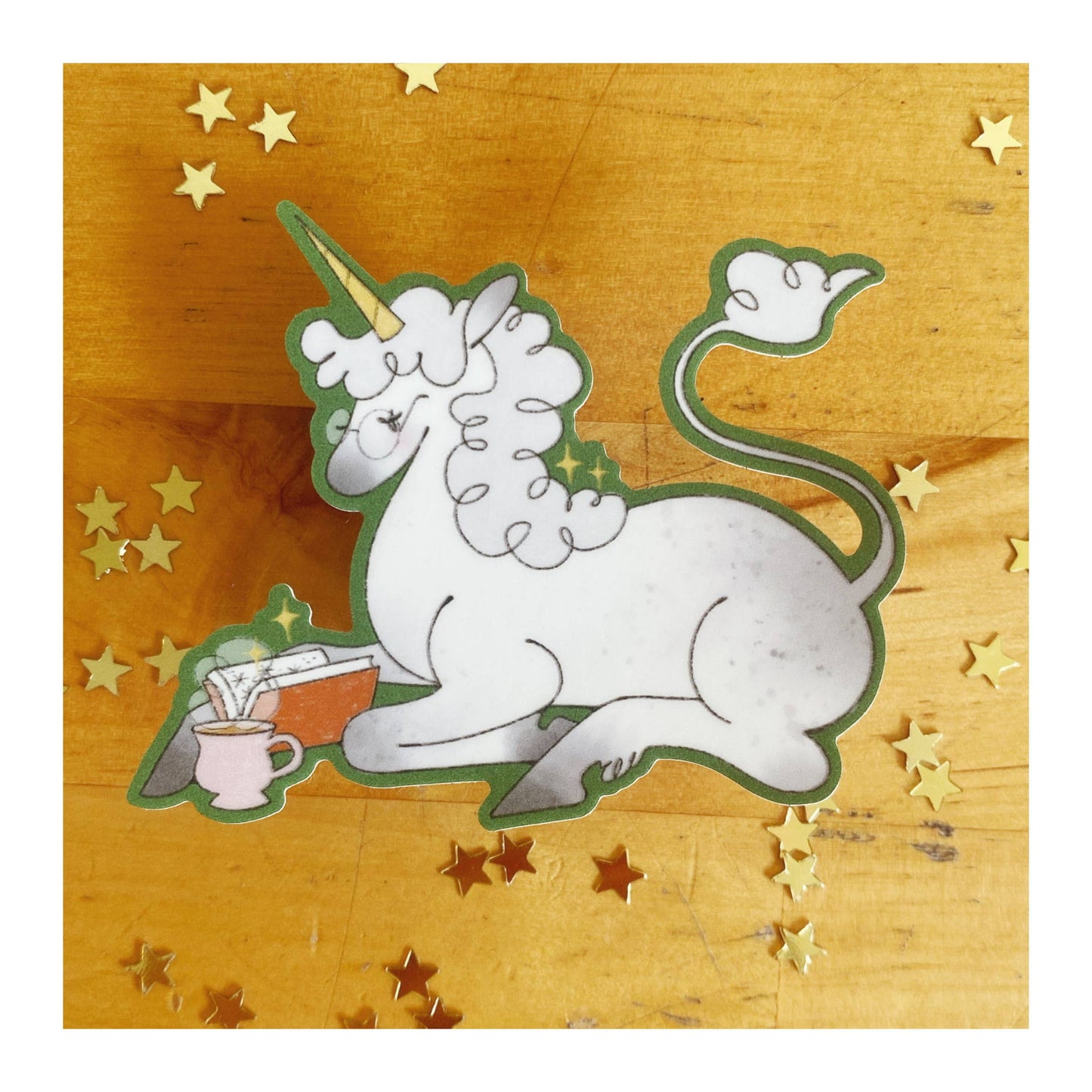 Reading Unicorn Sticker