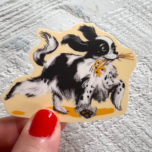 Frolicking Spaniel Dog Sticker