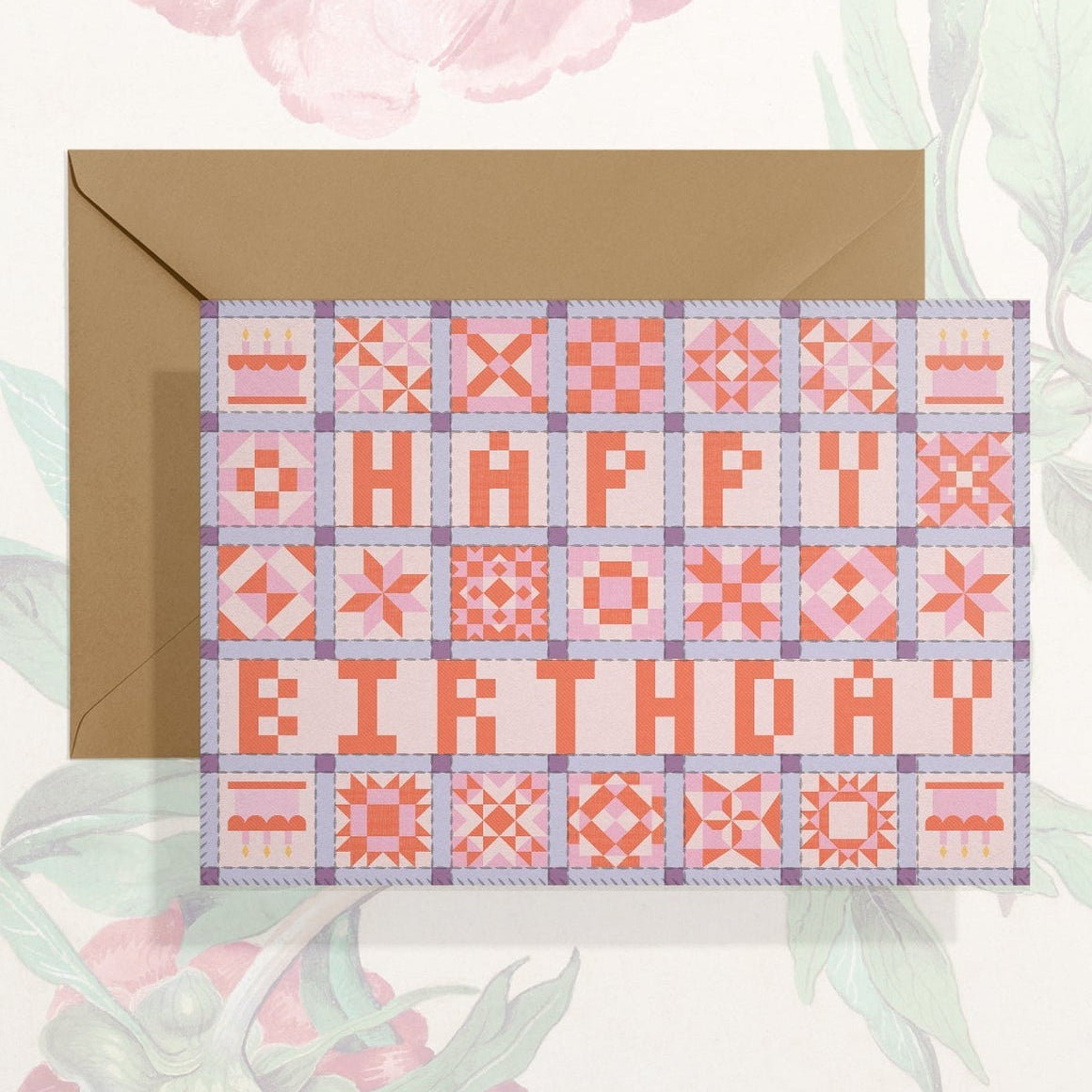 Happy Birthday Patchwork Quilt Greeting Card