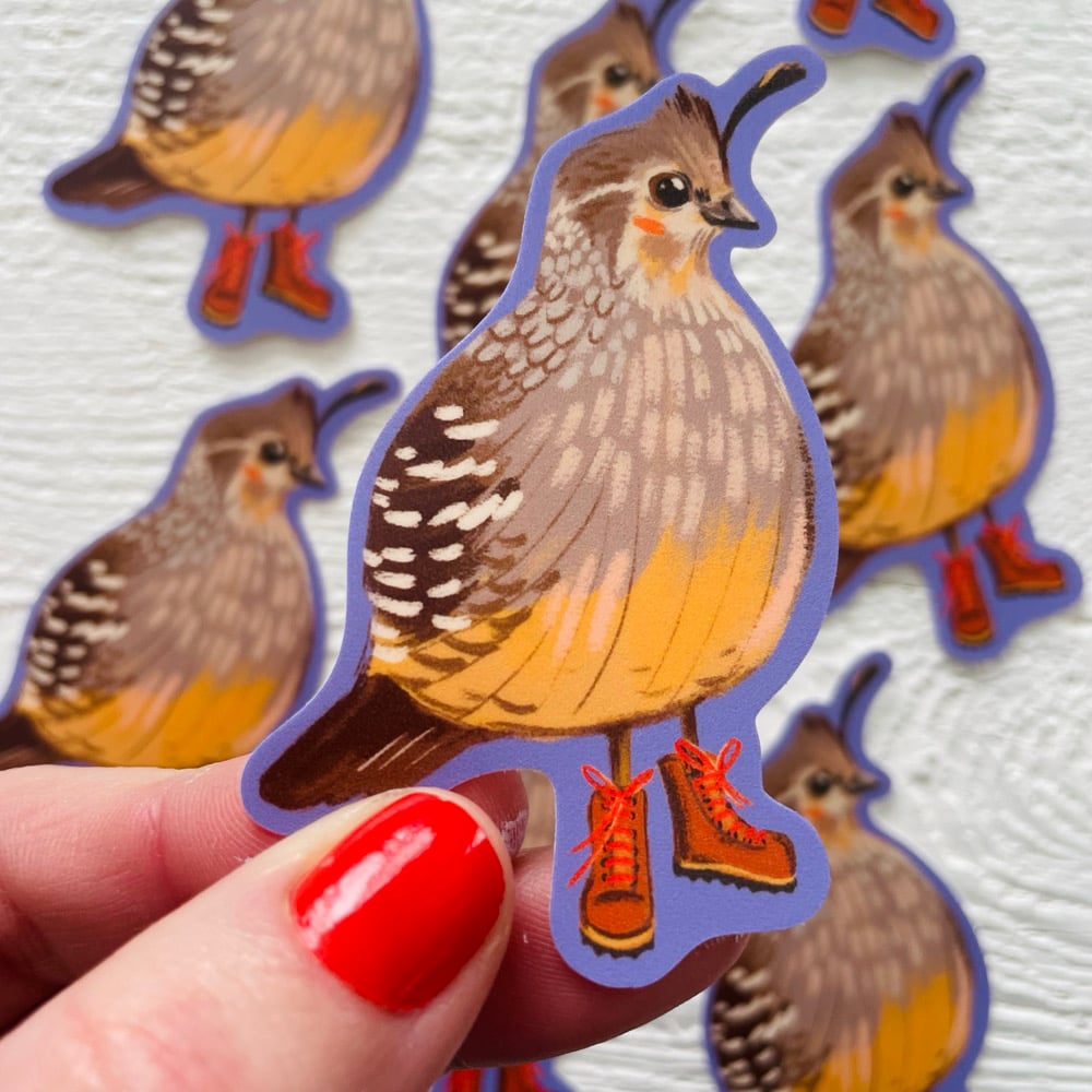 Hiking Quail Sticker