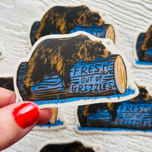 Out of Grizzles Bear Vinyl Sticker