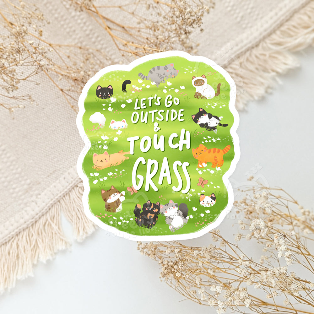 Touch Grass Cat Sticker
