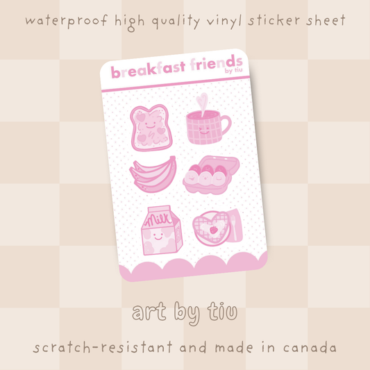 Breakfast Friends 4x6 Vinyl Sticker Sheet