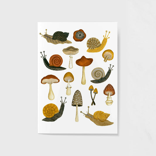 Mushroom & Snails 5x7 Print