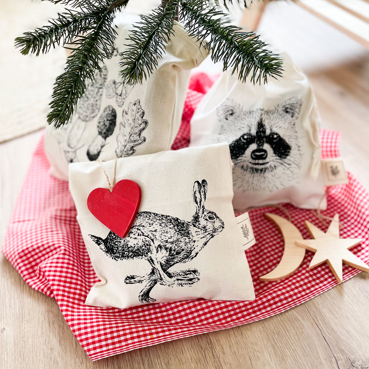 Small Cotton Produce/Gift Bag - Racoon