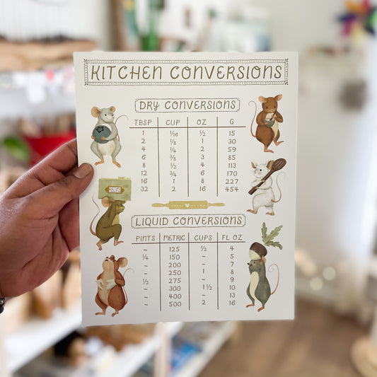 Mice Kitchen Conversion Chart 8x10 Print