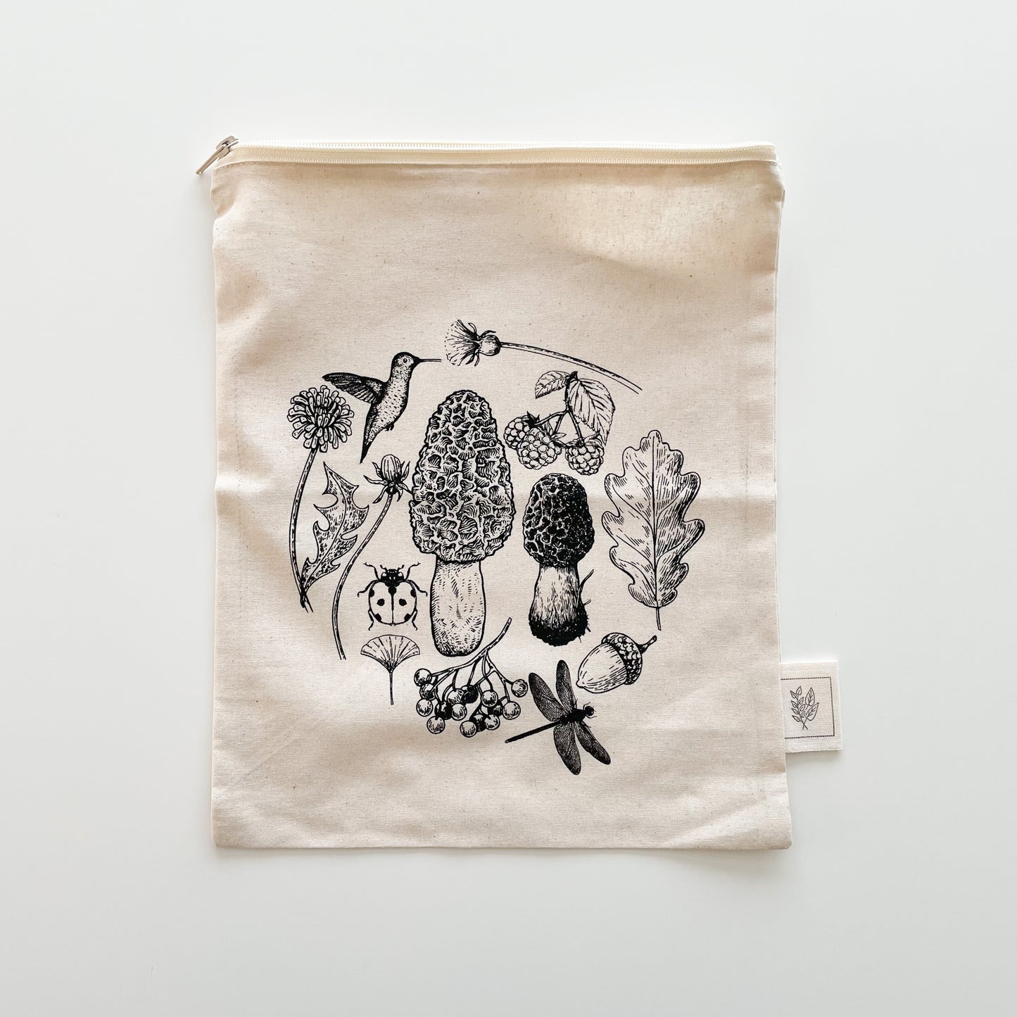 Medium Cotton Zipper Produce/Gift Bag - Nature