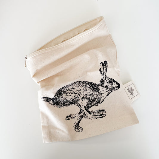 Small Cotton Zipper Produce/Gift Bag - Hare